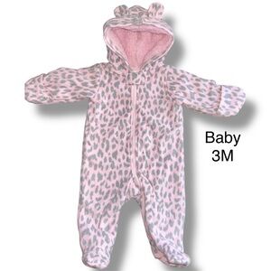 Carter’s baby girl animal print Fleece Sherpa Bunting Pram size 3 months. EUC